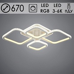 фото Люстра MX77073/2+2 WH белый LED 104W+12W RGB 3000+6000K d670 h115 ПДУ диммер, OLY22