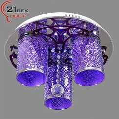 фото Люстра 4137/3CR LED подсветка, 3 лампы, E27, 3х15W, текстиль/пластик, РАСПРОДАЖА