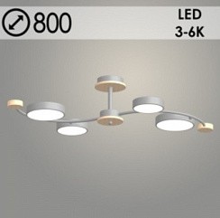 фото Люстра XI3271/8 GRAY+WOOD серый/дерево 144W LED 3000-6000K d880 h190, HN23