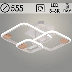 фото Люстра DK06345/3 PR WT+WOOD белый/дерево 90W LED 3000K-6000K d555 ПДУ(ИК) диммер, HN24