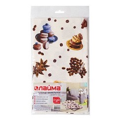 фото Полотенце вафельное набивное "Кофе", 47х60см, европодвес, ЛАЙМА