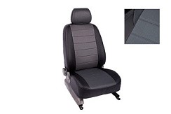 Фото Чехол экокожи на Volkswagen Polo VI 40/60 с задним подл. 2020-н.в. (черно-серый) SeiNtex  94347
