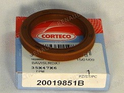 Фото (20019851B) Сальник коленвала ЛАДА ЛАРГУС перед.(8-16кл) 35*47*6 Corteco