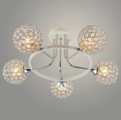 фото Люстра XA1344/5 WH+CR белый/хром 5х60W E27 d560 h240 crst, HN24
