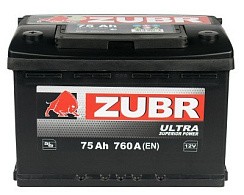 Фото АКБ 75а/ч п/п 760A ZUBR Ultra (L=278; b=175; h=190)