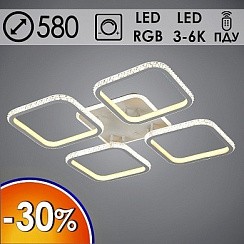 фото Люстра MX77073/4 WH белый LED 128W+12W RGB 3000+6000K d580 h115 ПДУ диммер, OLY22